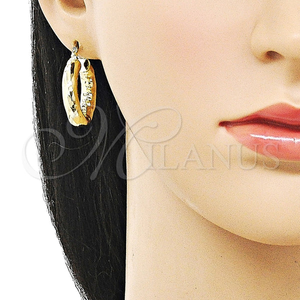 Argolla Pequeña 02.213.0811.25 Oro Laminado, Diseño de Hueco, Diamantado, Tono Dorado