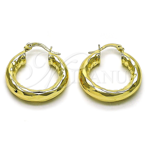 Argolla Pequeña 02.213.0811.25 Oro Laminado, Diseño de Hueco, Diamantado, Tono Dorado