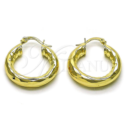 Argolla Pequeña 02.213.0811.25 Oro Laminado, Diseño de Hueco, Diamantado, Tono Dorado