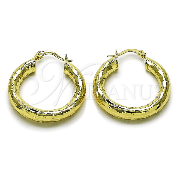 Argolla Mediana 02.213.0811.30 Oro Laminado, Diseño de Hueco, Diamantado, Tono Dorado