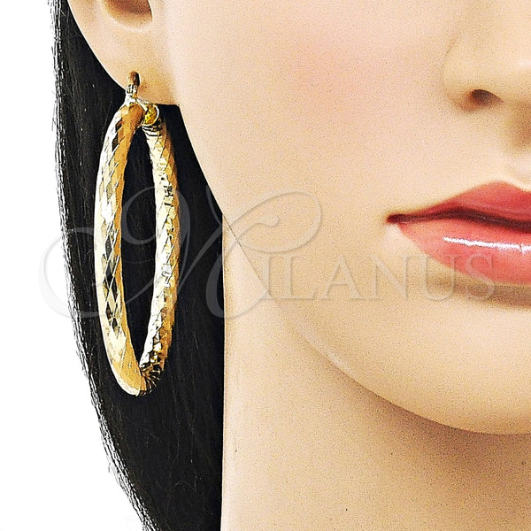 Argolla Grande 02.213.0811.60 Oro Laminado, Diseño de Hueco, Diamantado, Tono Dorado