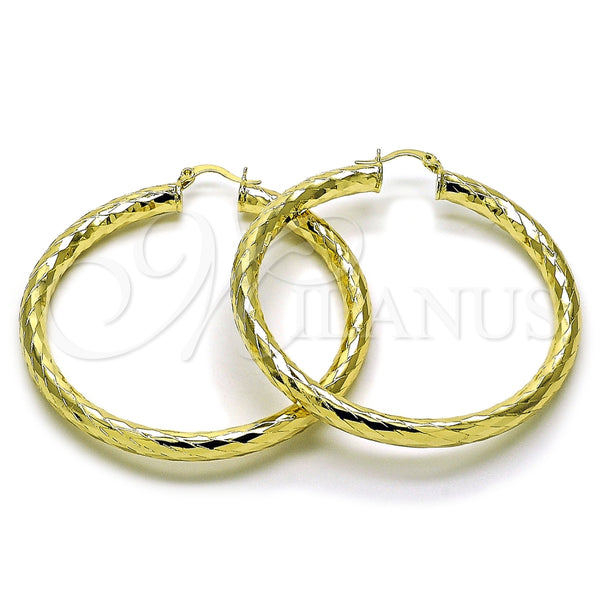 Argolla Grande 02.213.0811.60 Oro Laminado, Diseño de Hueco, Diamantado, Tono Dorado