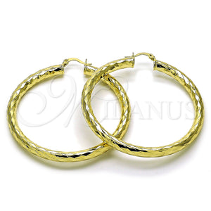 Argolla Grande 02.213.0811.60 Oro Laminado, Diseño de Hueco, Diamantado, Tono Dorado
