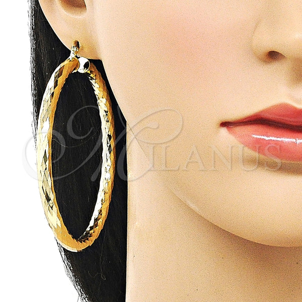 Argolla Extra Grande 02.213.0811.70 Oro Laminado, Diseño de Hueco, Diamantado, Tono Dorado