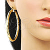 Argolla Extra Grande 02.213.0811.70 Oro Laminado, Diseño de Hueco, Diamantado, Tono Dorado
