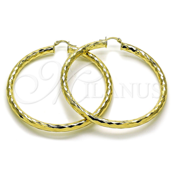 Argolla Extra Grande 02.213.0811.70 Oro Laminado, Diseño de Hueco, Diamantado, Tono Dorado
