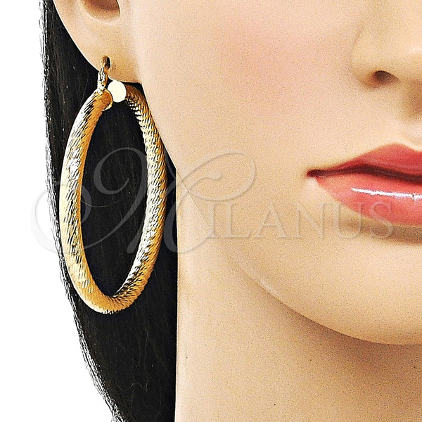 Argolla Grande 02.170.0310.60 Oro Laminado, Diseño de Hueco, Diamantado, Tono Dorado