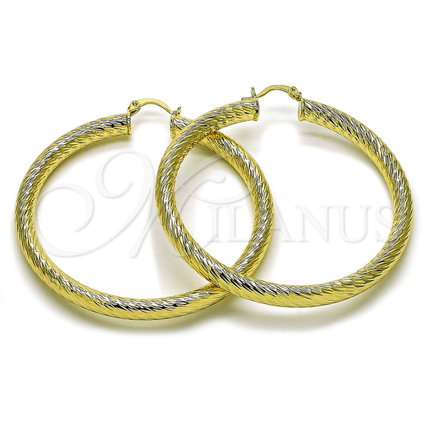 Argolla Grande 02.170.0310.60 Oro Laminado, Diseño de Hueco, Diamantado, Tono Dorado