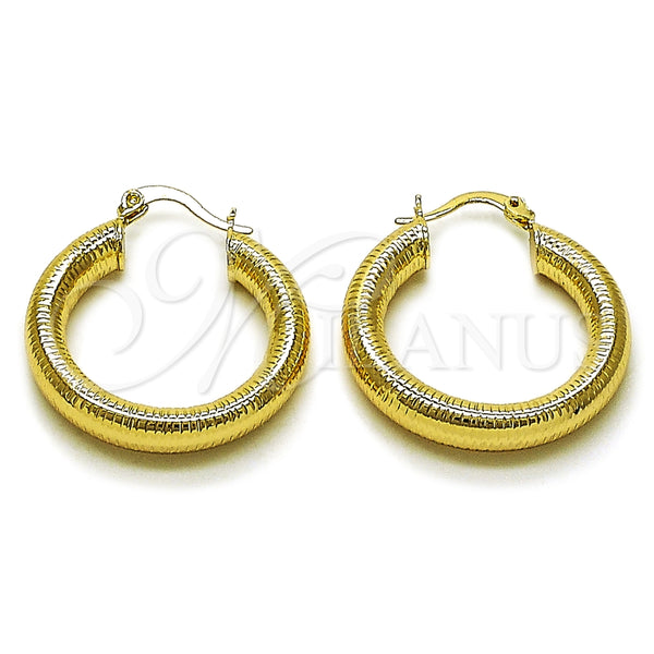 Argolla Mediana 02.213.0812.30 Oro Laminado, Diseño de Hueco, Diamantado, Tono Dorado