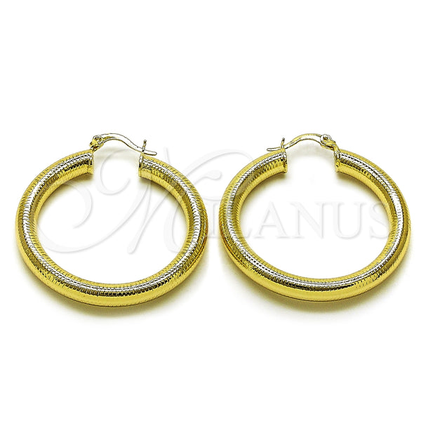 Argolla Mediana 02.213.0812.40 Oro Laminado, Diseño de Hueco, Diamantado, Tono Dorado