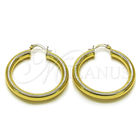 Argolla Mediana 02.213.0812.40 Oro Laminado, Diseño de Hueco, Diamantado, Tono Dorado