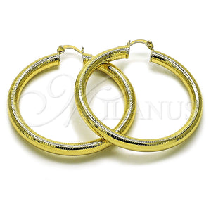 Argolla Grande 02.213.0812.50 Oro Laminado, Diseño de Hueco, Diamantado, Tono Dorado