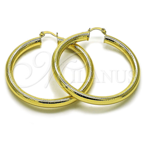 Argolla Grande 02.213.0812.50 Oro Laminado, Diseño de Hueco, Diamantado, Tono Dorado