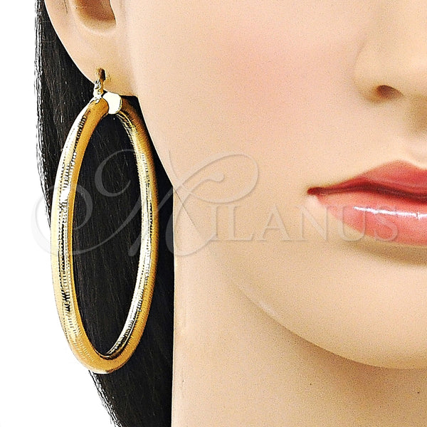 Argolla Extra Grande 02.213.0812.70 Oro Laminado, Diseño de Hueco, Diamantado, Tono Dorado