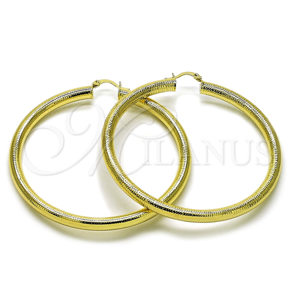 Argolla Extra Grande 02.213.0812.70 Oro Laminado, Diseño de Hueco, Diamantado, Tono Dorado