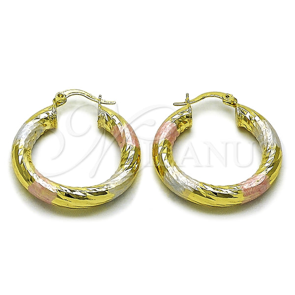 Argolla Mediana 02.213.0311.1.30 Oro Laminado, Diseño de Hueco, Diamantado, Tres Tonos
