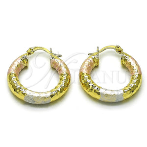 Argolla Mediana 02.213.0312.1.25 Oro Laminado, Diseño de Hueco, Diamantado, Tres Tonos