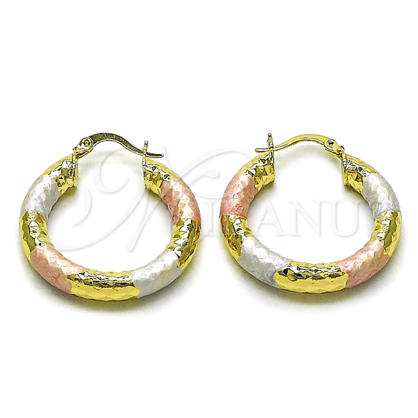 Argolla Mediana 02.213.0312.1.30 Oro Laminado, Diseño de Hueco, Diamantado, Tres Tonos
