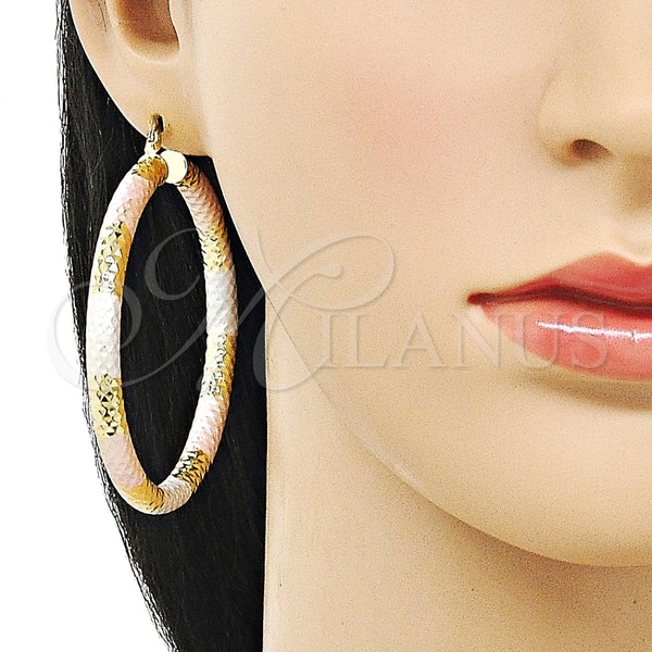 Argolla Mediana 02.213.0312.1.60 Oro Laminado, Diseño de Hueco, Diamantado, Tres Tonos