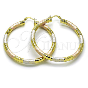 Argolla Mediana 02.213.0312.1.60 Oro Laminado, Diseño de Hueco, Diamantado, Tres Tonos