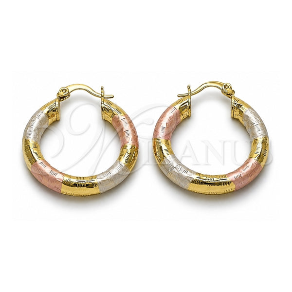 Argolla Mediana 02.213.0313.1.30 Oro Laminado, Diseño de Hueco, Diamantado, Tres Tonos