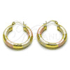 Argolla Mediana 02.213.0313.1.30 Oro Laminado, Diseño de Hueco, Diamantado, Tres Tonos