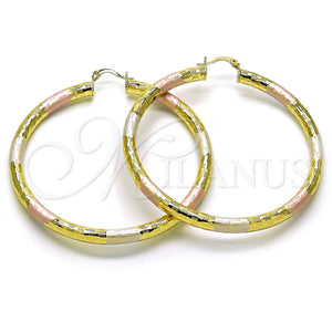 Argolla Extra Grande 02.213.0313.1.70 Oro Laminado, Diseño de Hueco, Diamantado, Tres Tonos