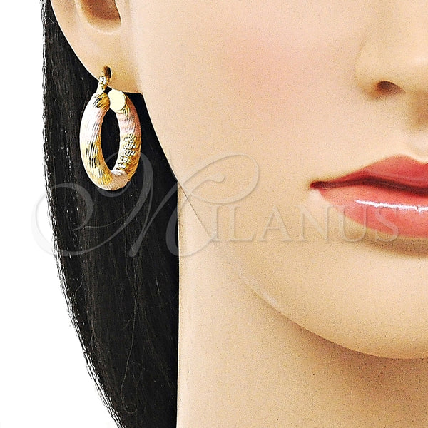 Argolla Pequeña 02.170.0310.1.25 Oro Laminado, Diseño de Hueco, Diamantado, Tres Tonos