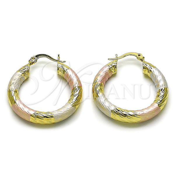 Argolla Mediana 02.170.0310.1.30 Oro Laminado, Diseño de Hueco, Diamantado, Tres Tonos
