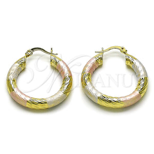Argolla Mediana 02.170.0310.1.30 Oro Laminado, Diseño de Hueco, Diamantado, Tres Tonos