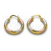 Argolla Mediana 02.170.0310.1.30 Oro Laminado, Diseño de Hueco, Diamantado, Tres Tonos