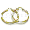 Argolla Grande 02.170.0310.1.60 Oro Laminado, Diseño de Hueco, Diamantado, Tres Tonos