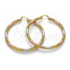Argolla Extra Grande 02.170.0310.1.70 Oro Laminado, Diseño de Hueco, Diamantado, Tres Tonos