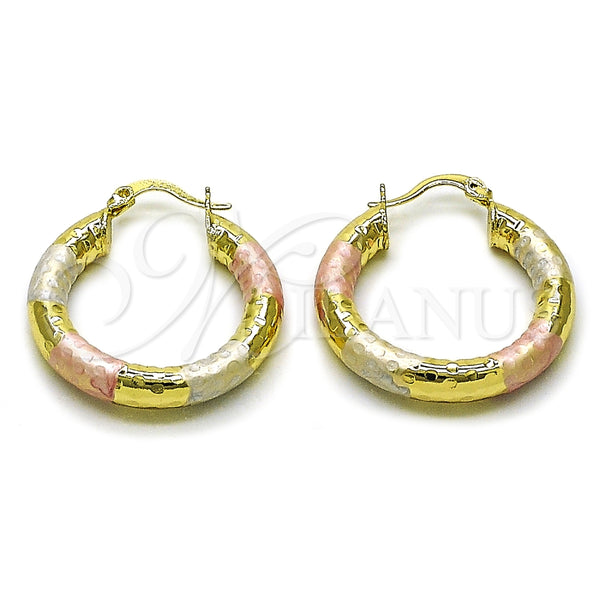 Argolla Mediana 02.213.0759.1.30 Oro Laminado, Diseño de Hueco, Diamantado, Tres Tonos