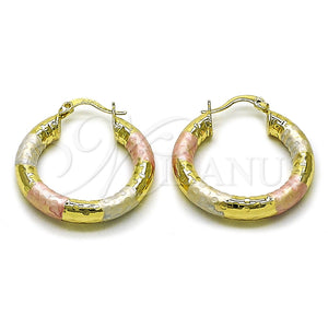 Argolla Mediana 02.213.0759.1.30 Oro Laminado, Diseño de Hueco, Diamantado, Tres Tonos