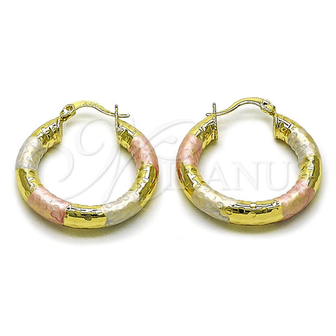Argolla Mediana 02.213.0759.1.30 Oro Laminado, Diseño de Hueco, Diamantado, Tres Tonos