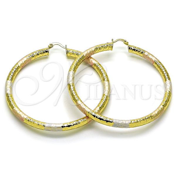 Argolla Extra Grande 02.213.0759.1.70 Oro Laminado, Diseño de Hueco, Diamantado, Tres Tonos