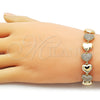 Pulsera Tennis 03.283.0467.07 Oro Laminado, Diseño de Corazón, con Micro Pave Blanca, Pulido, Tono Dorado (Grosor 11 MM, 7 Pulgadas de Largo)