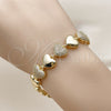 Pulsera Tennis 03.283.0467.07 Oro Laminado, Diseño de Corazón, con Micro Pave Blanca, Pulido, Tono Dorado (Grosor 11 MM, 7 Pulgadas de Largo)