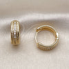 Argolla Huggie 02.283.0243.20 Oro Laminado, Diseño de Torcido, con Blanca Zirconia Cubica, Pulido, Tono Dorado