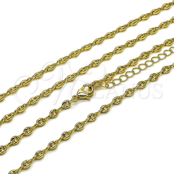 Gargantilla Elegante 04.326.0005.18 Oro Laminado, Diseño de Puff Mariner, Pulido, Tono Dorado (04 MM Thickness, 18 Inches Length)