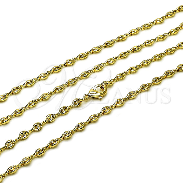 Gargantilla Elegante 04.326.0005.22 Oro Laminado, Diseño de Puff Mariner, Pulido, Tono Dorado (04 MM Thickness, 22 Inches Length)
