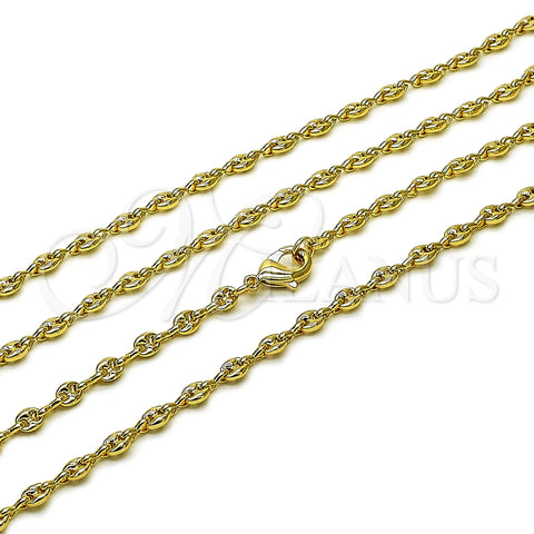 Gargantilla Elegante 04.326.0005.24 Oro Laminado, Pulido, Tono Dorado (04 MM Thickness, 24 Inches Length)