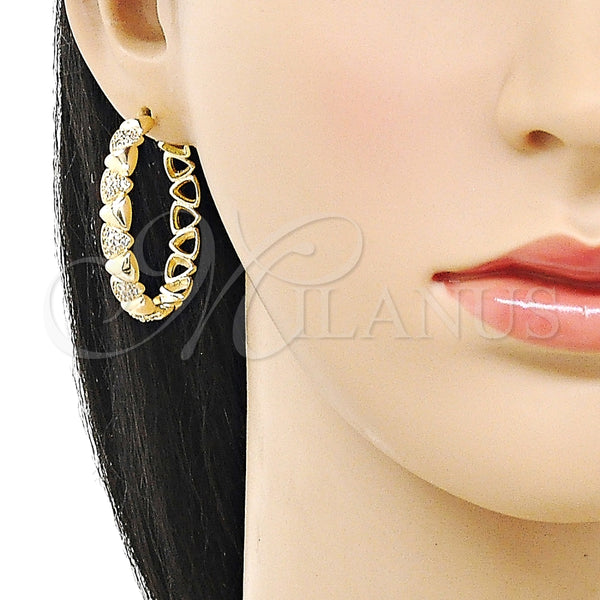 Argolla Huggie 02.204.0054.35 Oro Laminado, con Blanca Micro Pave, Pulido, Tono Dorado