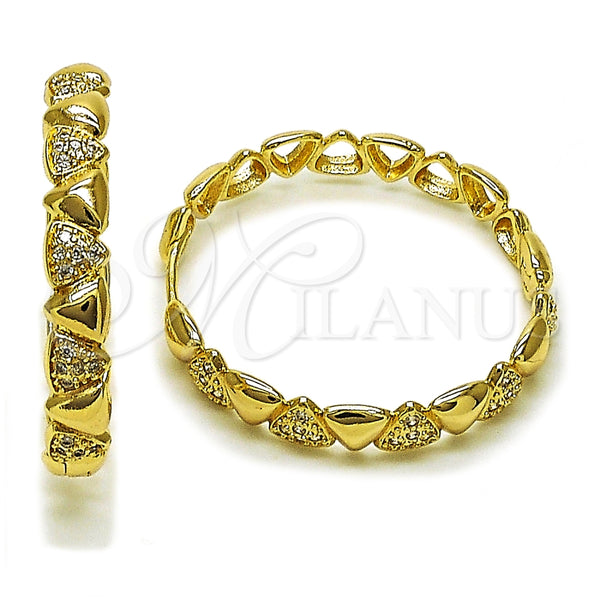 Argolla Huggie 02.204.0054.35 Oro Laminado, con Blanca Micro Pave, Pulido, Tono Dorado
