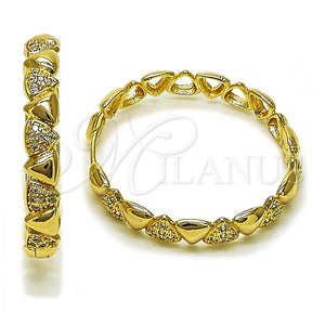 Argolla Huggie 02.204.0054.35 Oro Laminado, con Blanca Micro Pave, Pulido, Tono Dorado