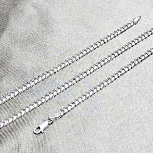 Gargantilla Basica 04.420.0003.16 Plata Rodinada, Diseño de Miami Cubana, Pulido, Tono Plateado (Calibre 100, Grosor 02 MM, 16 Pulgadas de Largo)