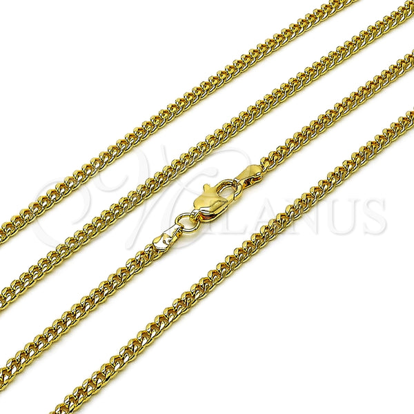 Gargantilla Basica 04.63.1424.22 Oro Laminado, Diseño de Miami Cubana, Diamantado, Tono Dorado (Calibre 0.80, Grosor 02.8 MM, 22 Pulgadas de Largo)