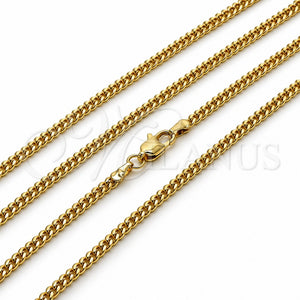 Gargantilla Basica 04.63.1424.22 Oro Laminado, Diseño de Miami Cubana, Diamantado, Tono Dorado (Calibre 0.80, Grosor 02.8 MM, 22 Pulgadas de Largo)