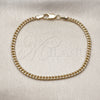 Pulsera Básica 04.63.1424.07 Oro Laminado, Diseño de Miami Cubana, Diamantado, Tono Dorado (Calibre 0.80, Grosor 02.8 MM, 7 Pulgadas de Largo)